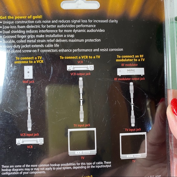 RadioShack Coax Video Cable Gold Series 15-1542, 6 FOOT LONG, New in pkg - Picture 3 of 4